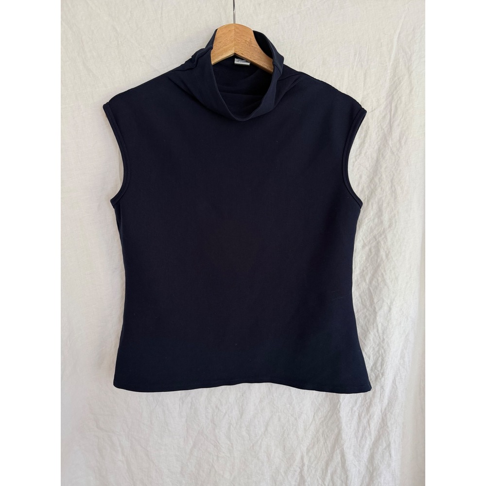 Prairie Underground Funnel Neck Top Women Navy Ribbed Sleeveless Small - Picture 1 of 5